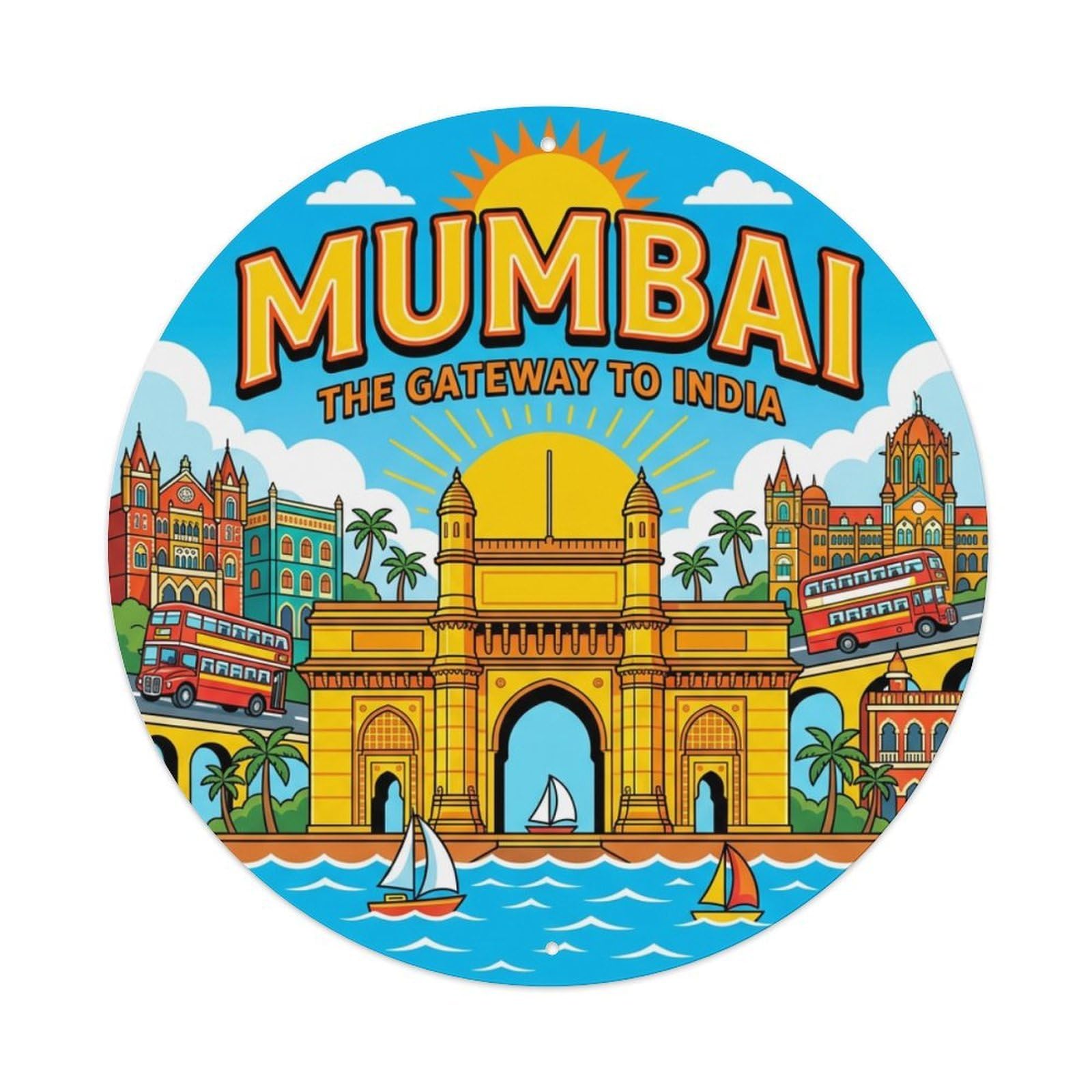 Travel Retro India Mumbai Metal Tin Sign