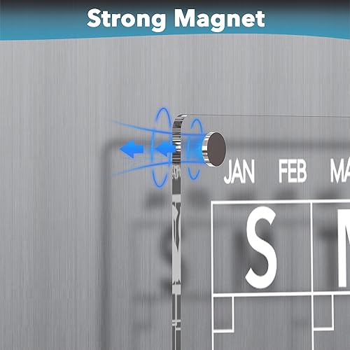 Miniatura 6 de Planificador de comidas de acrílico, tablero magnético de menú para refrigerador de cocina con 8 marcadores, refrigerador transparente, calendario
