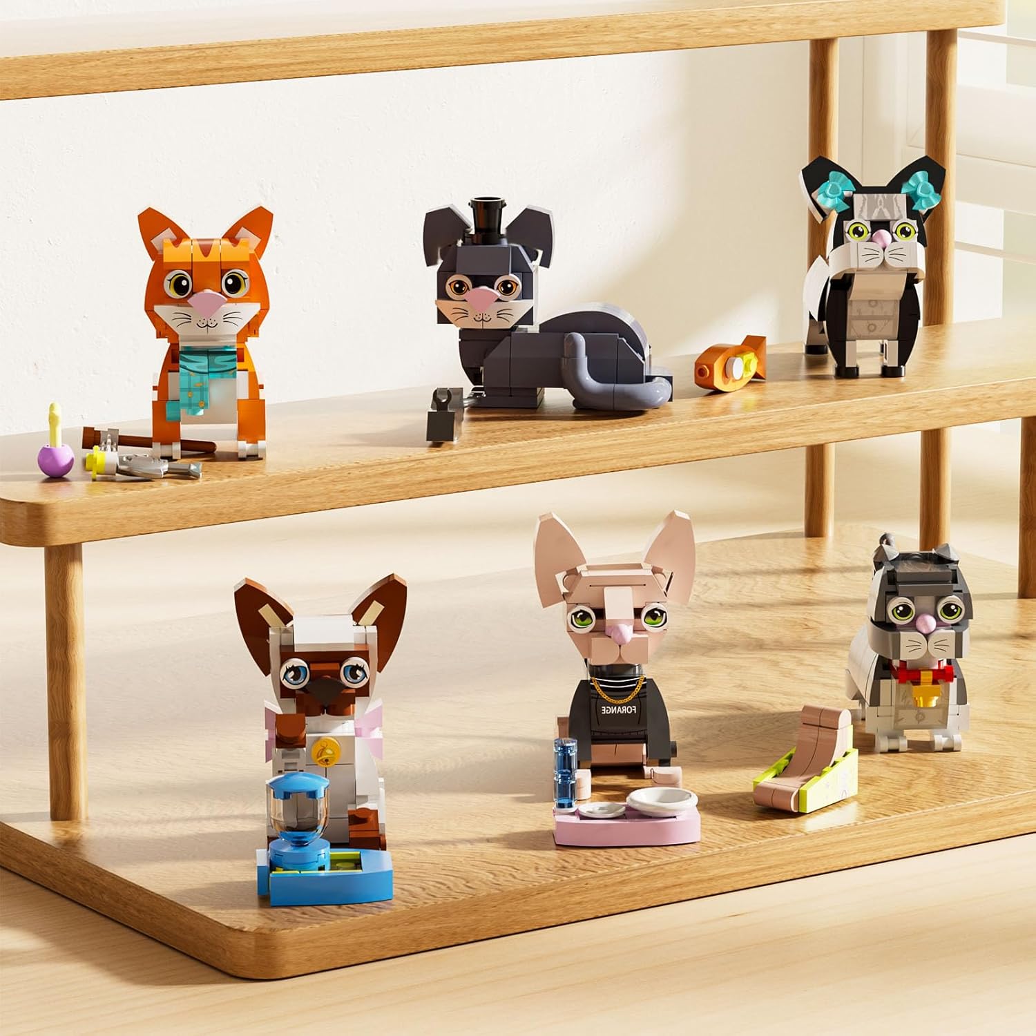 6pack Party Favors Mini Cats Building- Compatible with Lego Cute Animal, Adorable Animals Building Sets, Party Favors Birthday Gift for Kids 8-12 (773 PCS)
