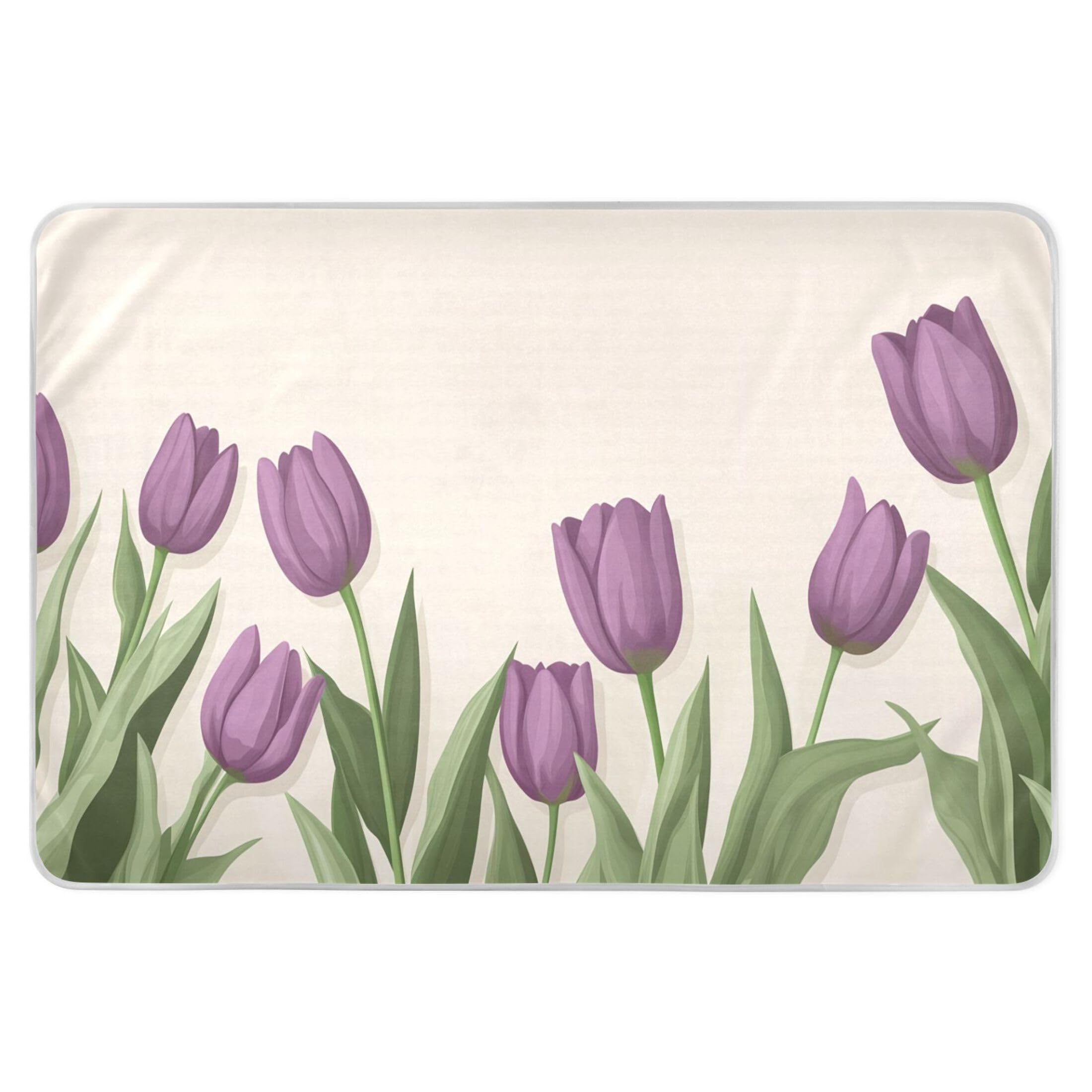 Takiito Purple Tulips Bed Pad Reusable Bed Underpad Washable Waterproof Leak-Proof Quick Dry Incontinence Pee Pad for Toddlers Kids Adults Pets 34x52 in