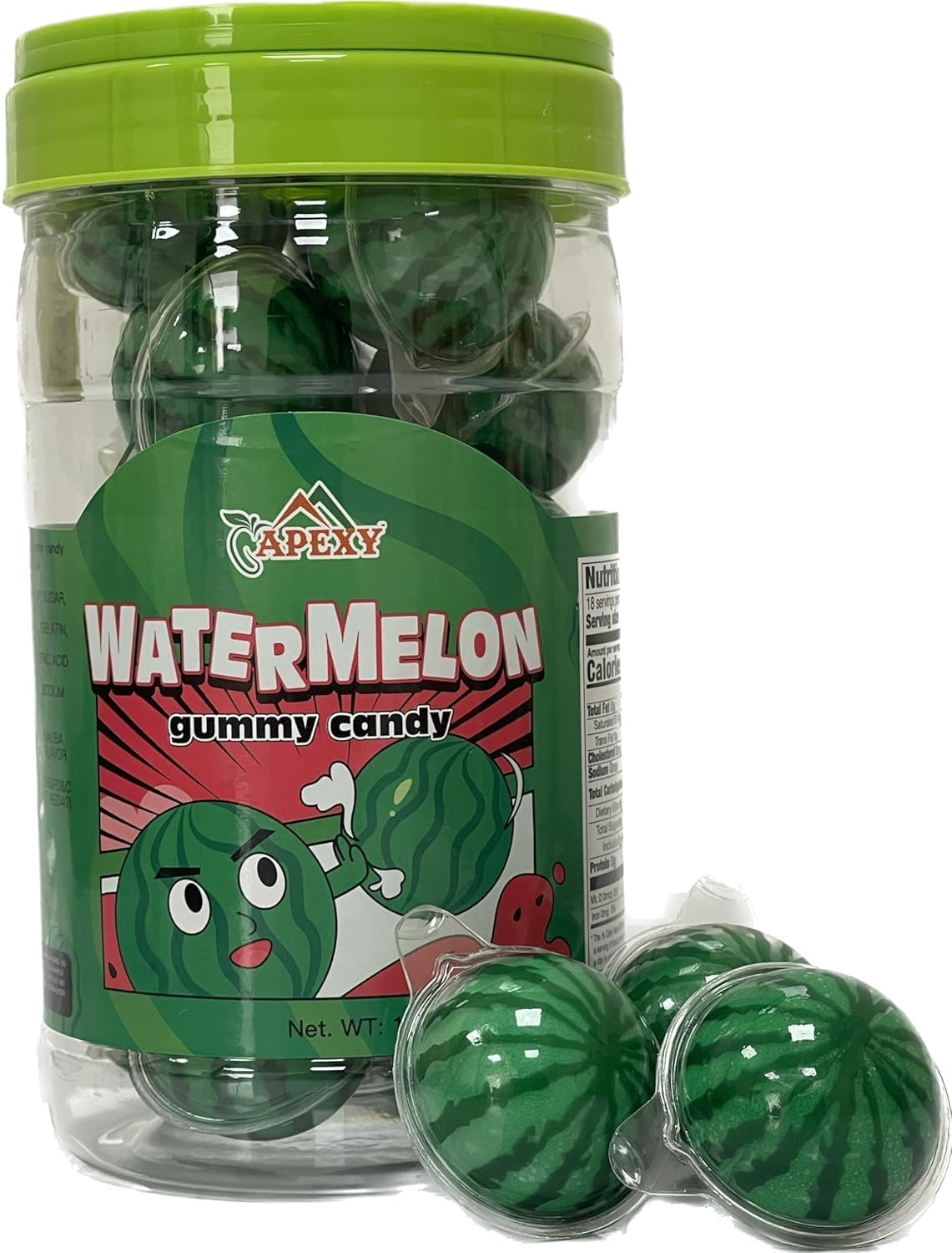 Apexy Watermelon Gummy Candy with Fruity Liquid Center Fat Free Perfect for Halloween, Birthday, Trick Or Treat, Party Candy 11.42oz