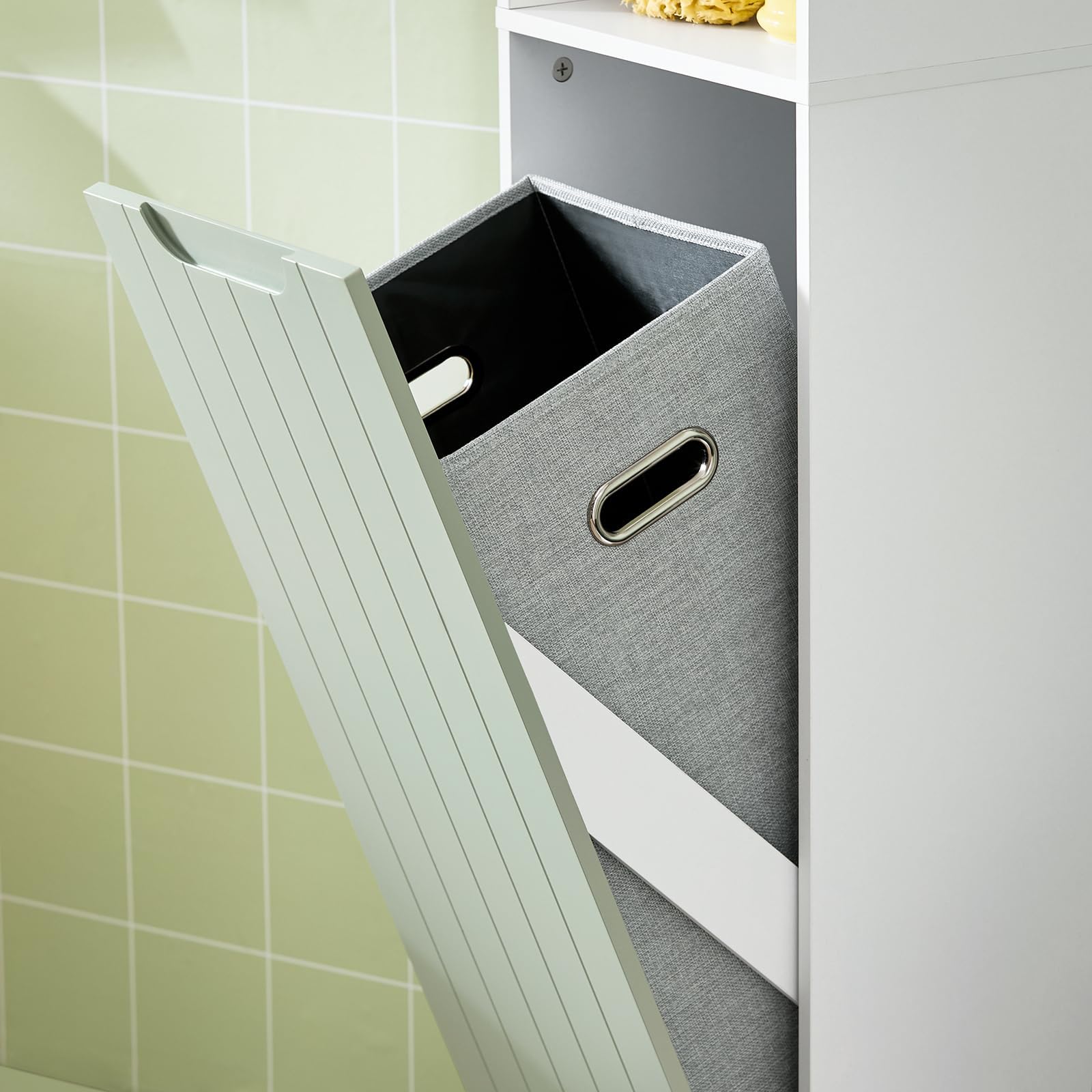 SoBuy Mobile Alto Bagno Salvaspazio con Sacco Portabiancheria