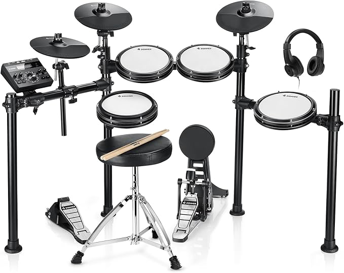 Hardware Per Batteria Elettrica Kit Hardware Batteria Drum Griffin - 6 Supporti Piatti Rullante Hi-hat Trono Pedale Completo Palline Tennis Head - Foto 10