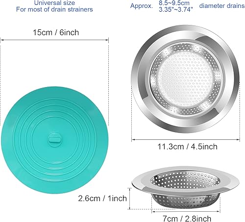 Vista 24 de V-TOP Tapón de drenaje de bañera, paquete de 2 tapones de silicona grandes de 6 pulgadas, tapón de succión plana para cocina, baño y lavandería