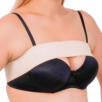 ikido Post Surgery Breast Implant Stabilizer and Compression Band, Breast Augmentation and Reduction Strap, Chest Belt, Sports Bra Support Strap Bandage, One Size Fits All Beige