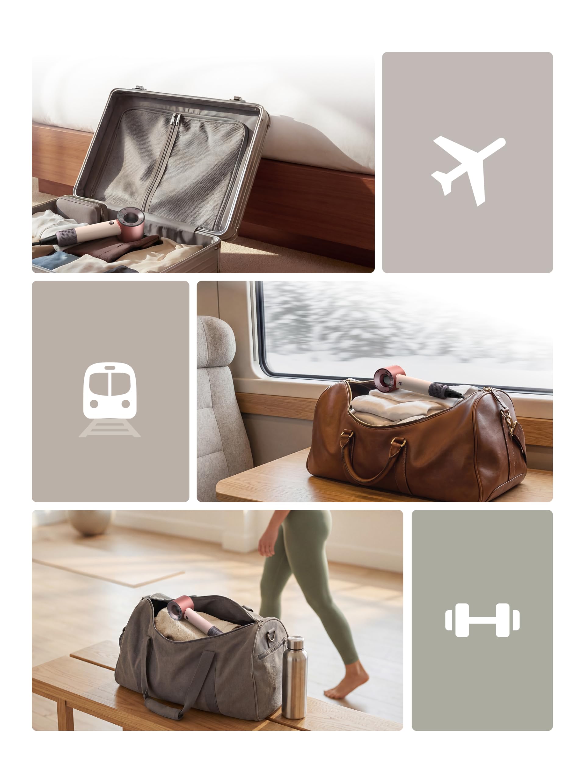 Dyson Supersonic Travel™ Secador de Pelo – Compacto & Ligero, Secado Rápido, 1220W, Voltaje Universal, Control Inteligente de Calor, Compatible con Accesorios Supersonic, Ceramic Pink