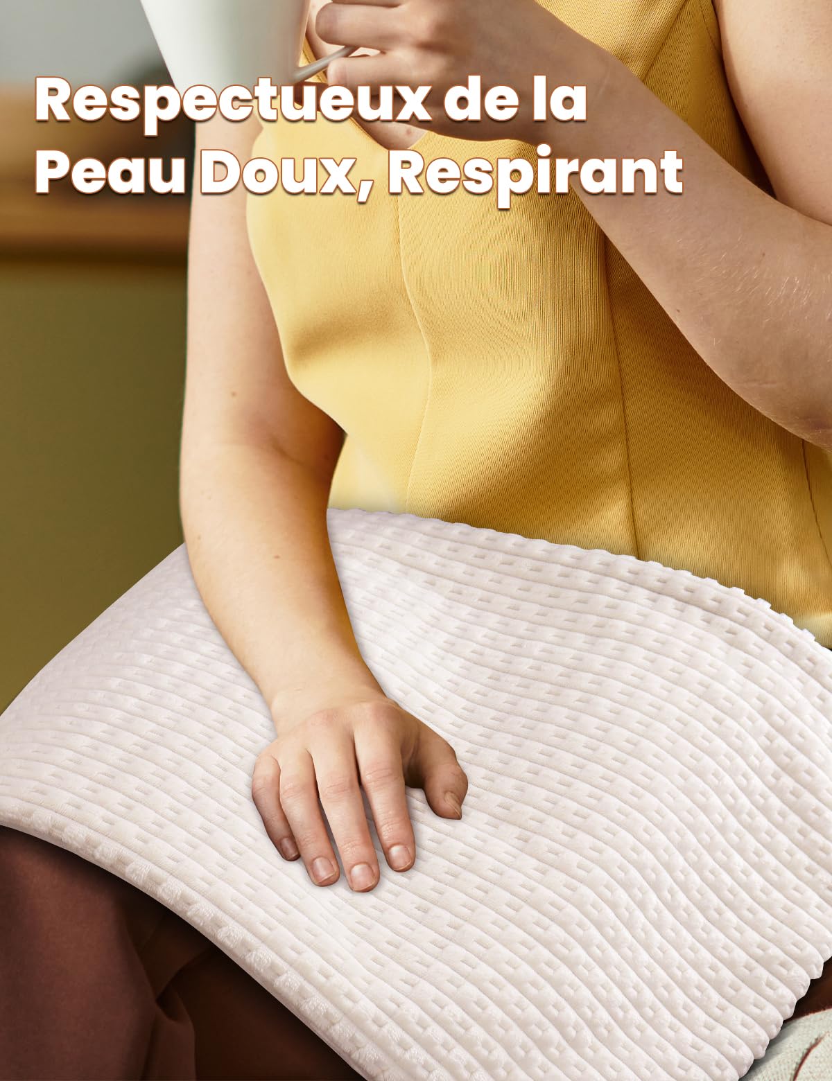 Coussin Chauffant Electrique avec Housse Amovible Lavable, 6 Niveaux de Température, Arrêt Automatique après 3 Heures, pour le Dos, la Cervicales et les Épaules