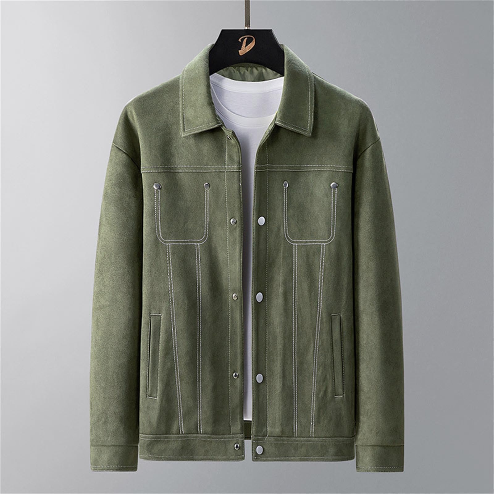 Generisch Kapuzenjacke Damen Herren Cargo Kragen Trend Casual Loose Wildleder Jacke Top