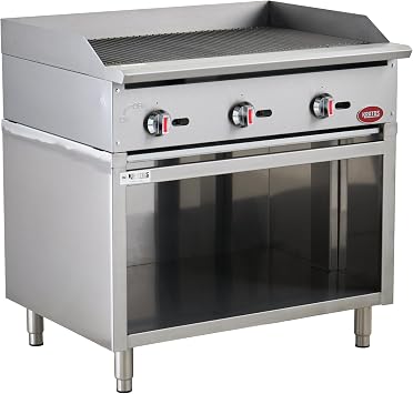Kratos 36" Commercial Gas Radiant Charbroiler with Custom Open-Base Stainless Steel Equipment Stand, 105,000 BTU 29Y-301