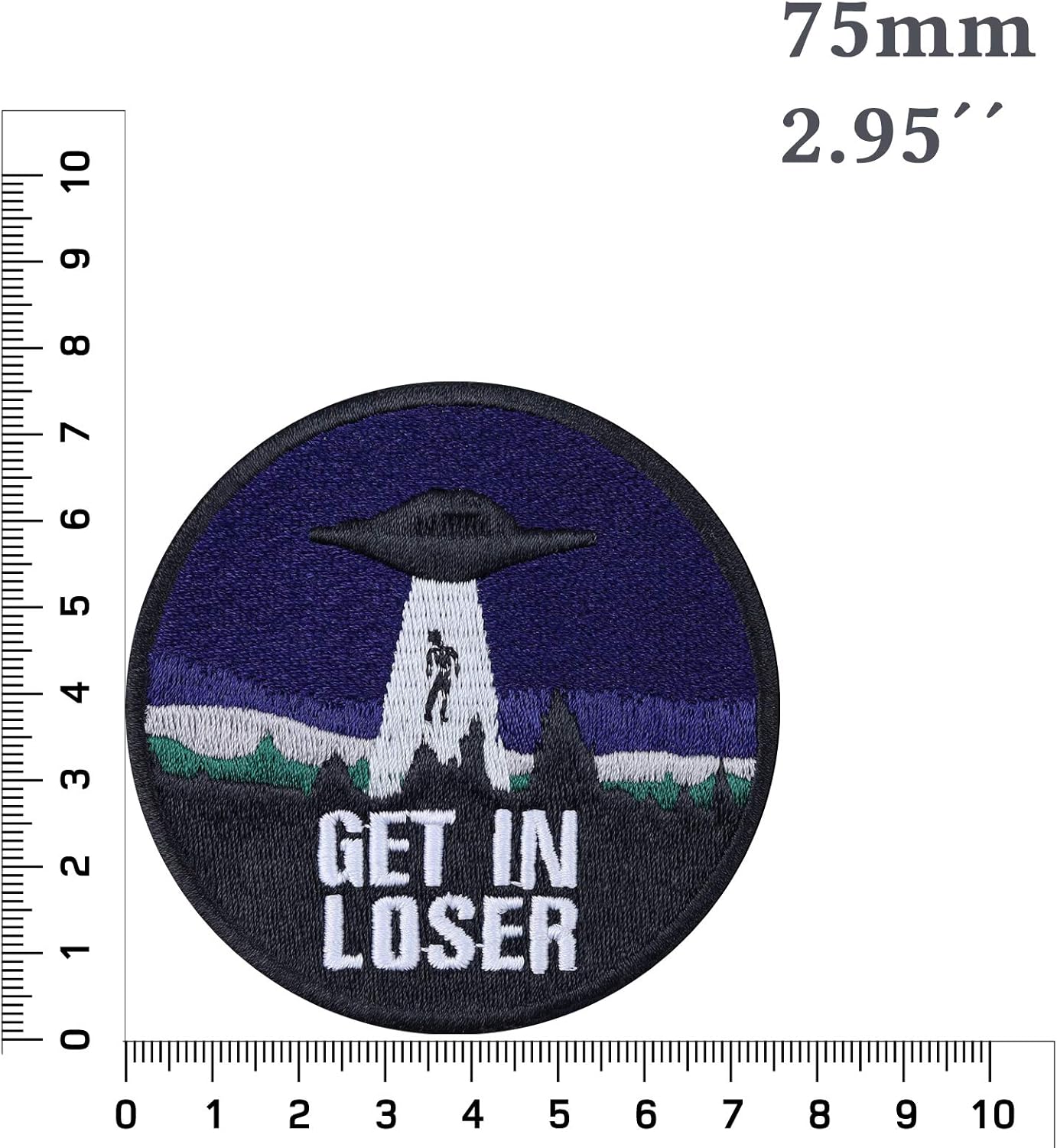 GET in Loser Alien UFO Sew on Patch - Cool Patches Iron on Patches for Bikers, Hipsters, Rockers, Sci-FIC Lovers, Young Boys - Spaceship Appliqué for Jackets, Jeans, Backpacks, Hats - 2.95x2.95 in