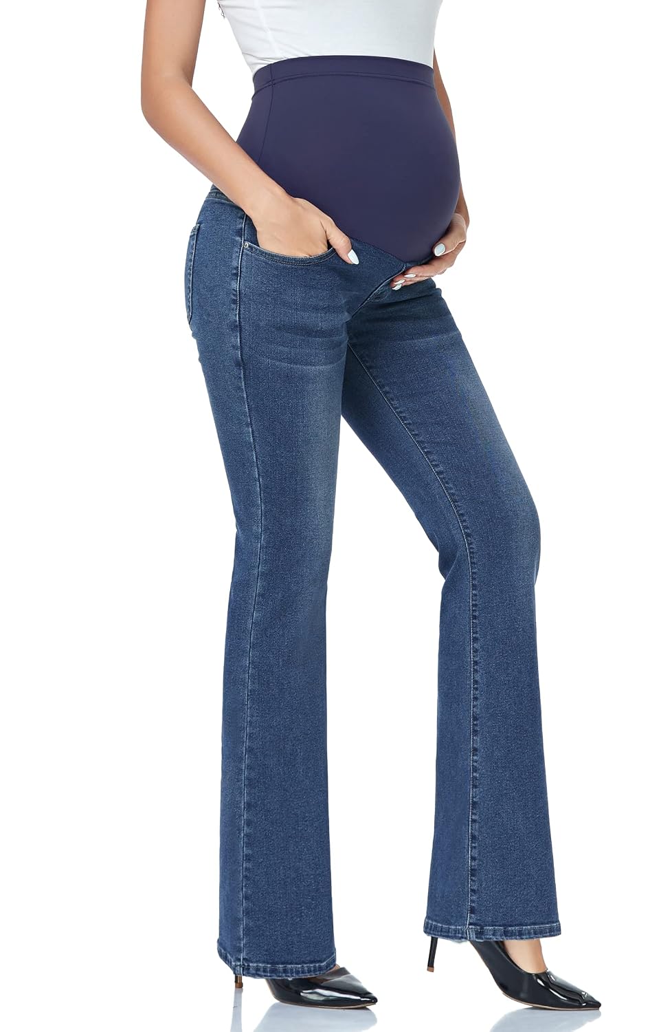 GLAMIX Women's Maternity Active Pants Over The Belly Workout Leggings Pregnancy Yoga Tights Pants