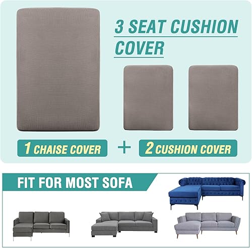 Miniatura 4 de cjc Fundas de sofá de 3 piezas para sofá modular en forma de L, elásticas, más gruesas, de jacquard separado, funda de sofá para sala de estar,
