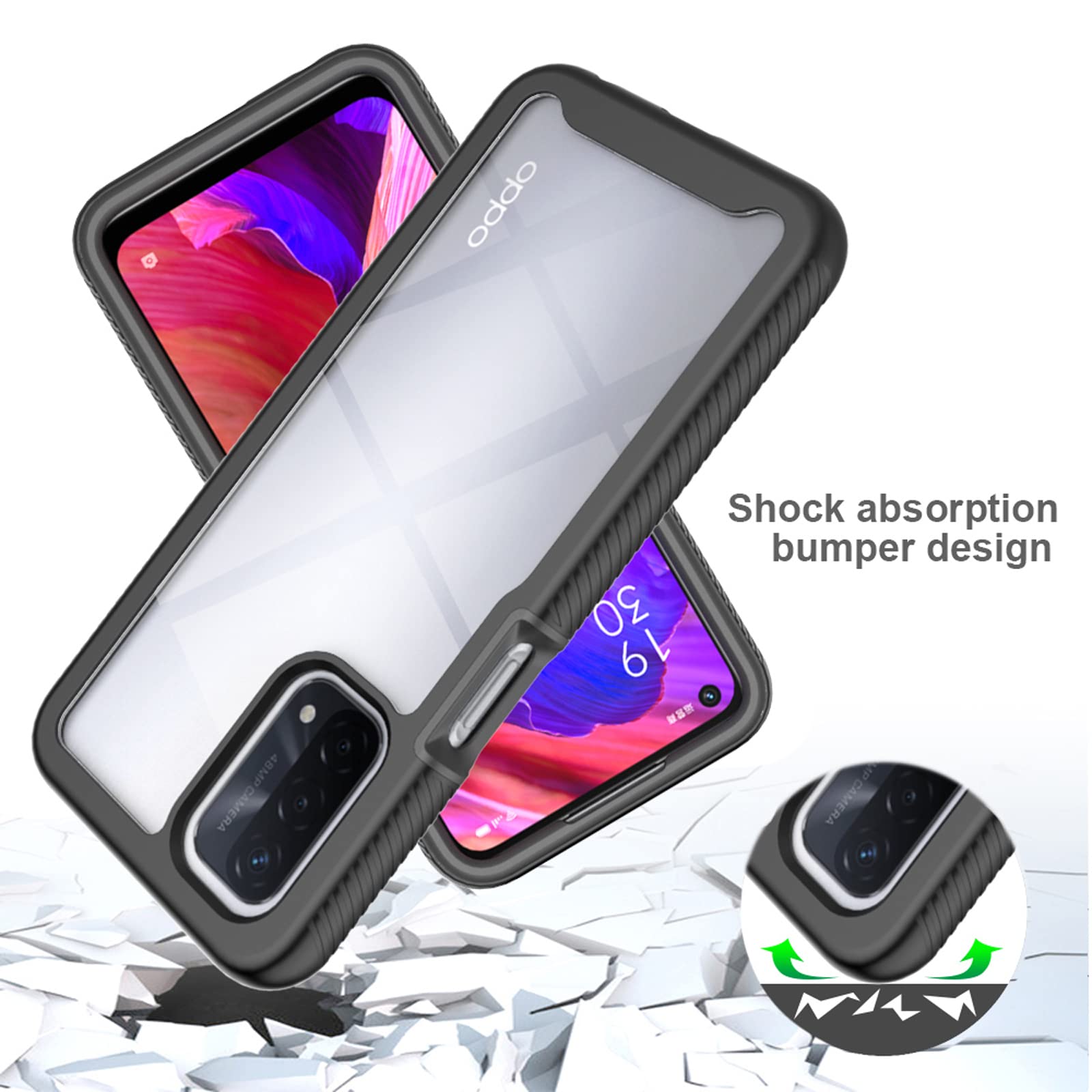 GOKEN Cover per Oppo A74 4G, Trasparente 360 Gradi Custodia con