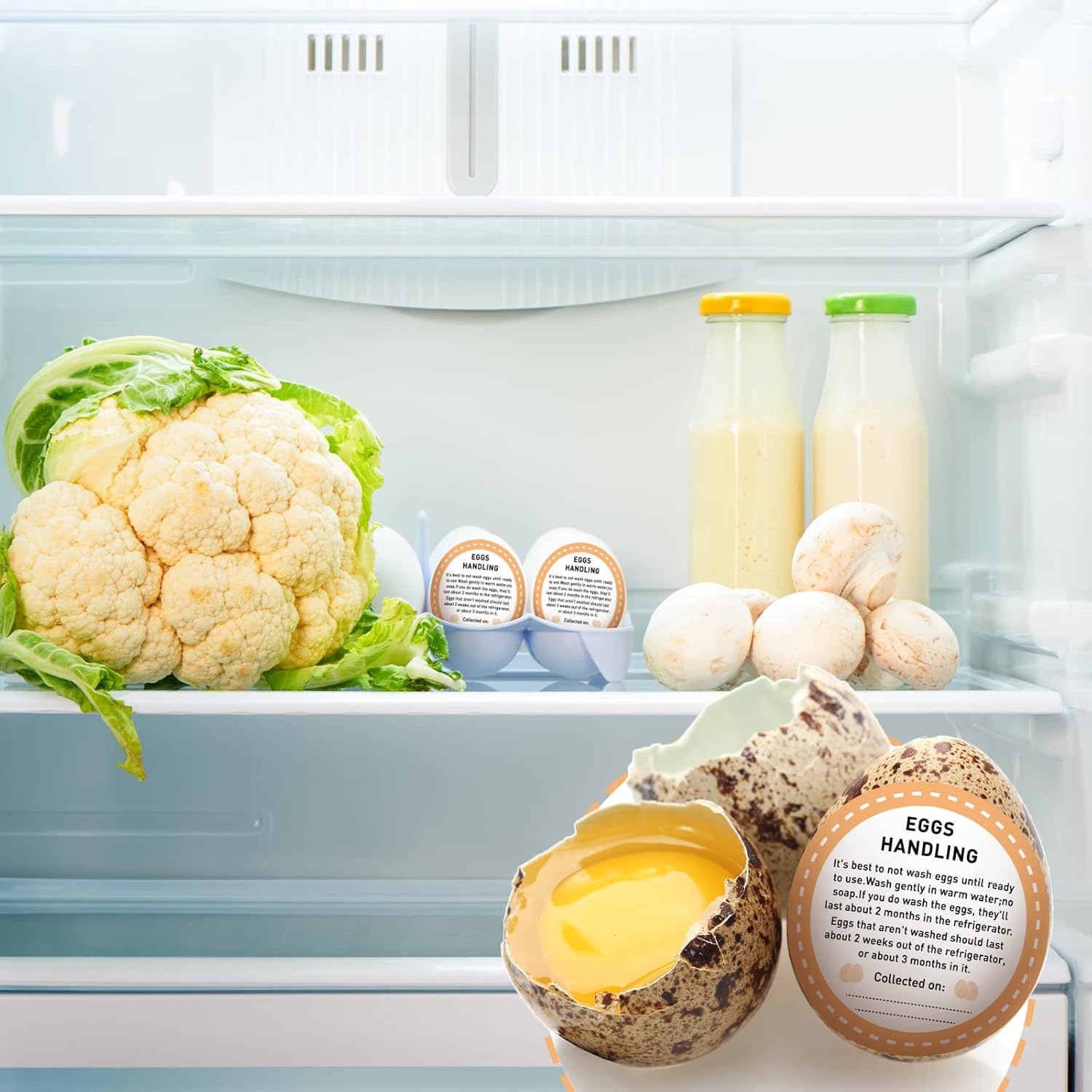 500 Pcs Farm Fresh Eggs Carton Labels Stickers 2 Inch Egg Care Self Adhesive Writable Handling Stickers Bulk Chicken Packaging Decal Sign for Chicken Quail Farmhouse - Image 7