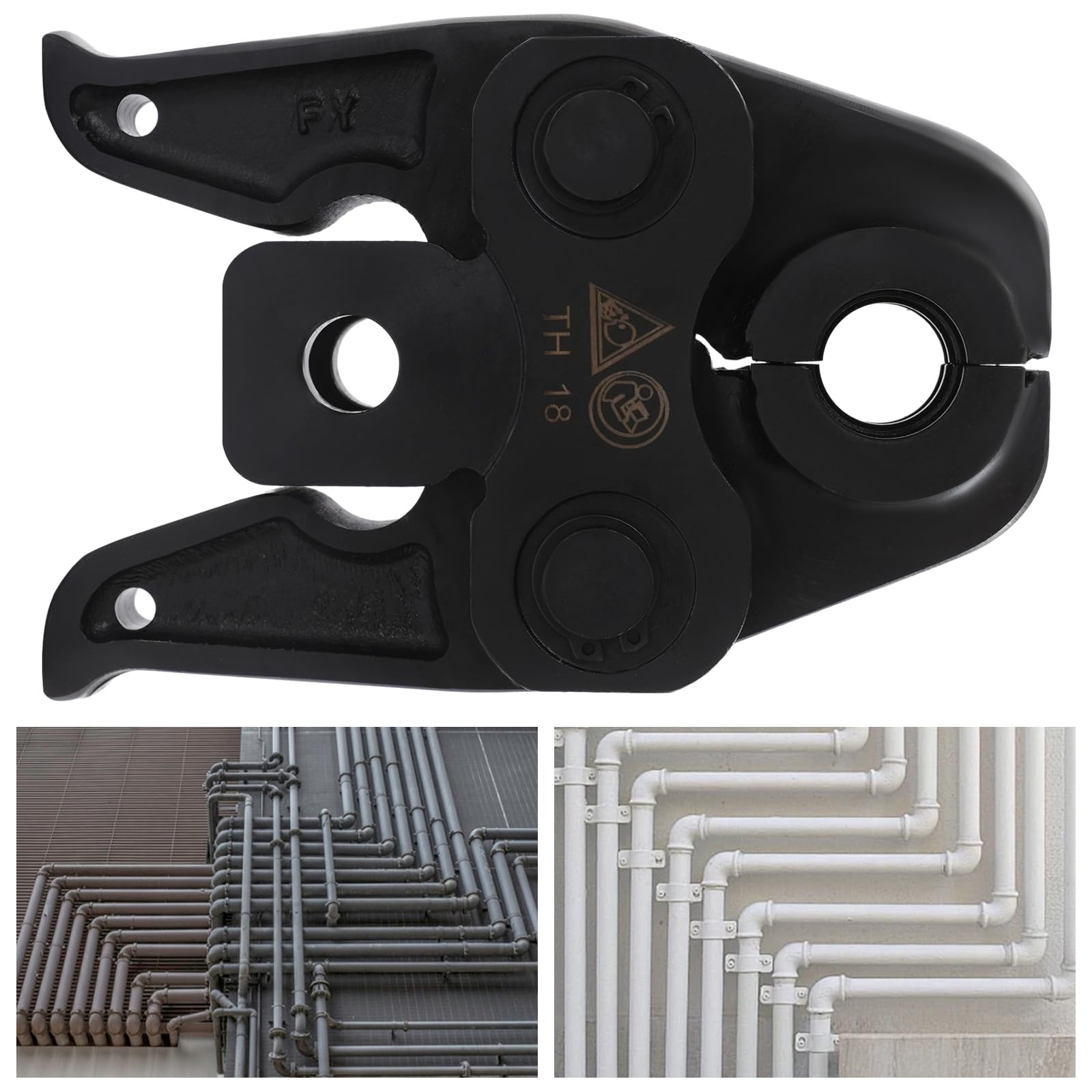 TH18 - Mordaza de prensado, cabezal de prensado para crimpadora manual, mordaza de prensa robusta para prensar tubos de 18 mm y accesorios PEX