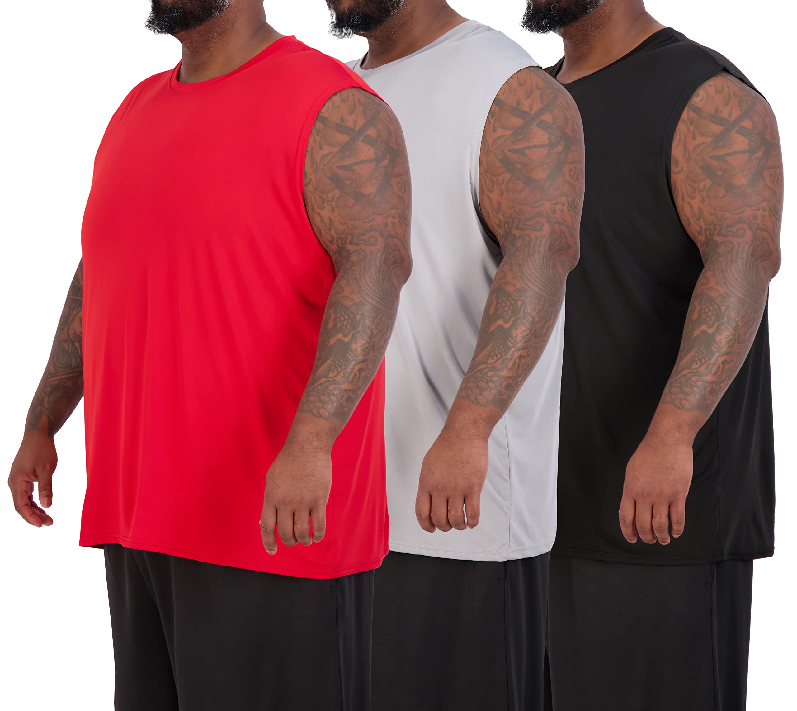 Real Essentials 3 & 5 Pack:Men's Dry Fit Workout Running Tank Top Gym Sleeveless Muscle Athletic Shirt (Big & Tall Available)