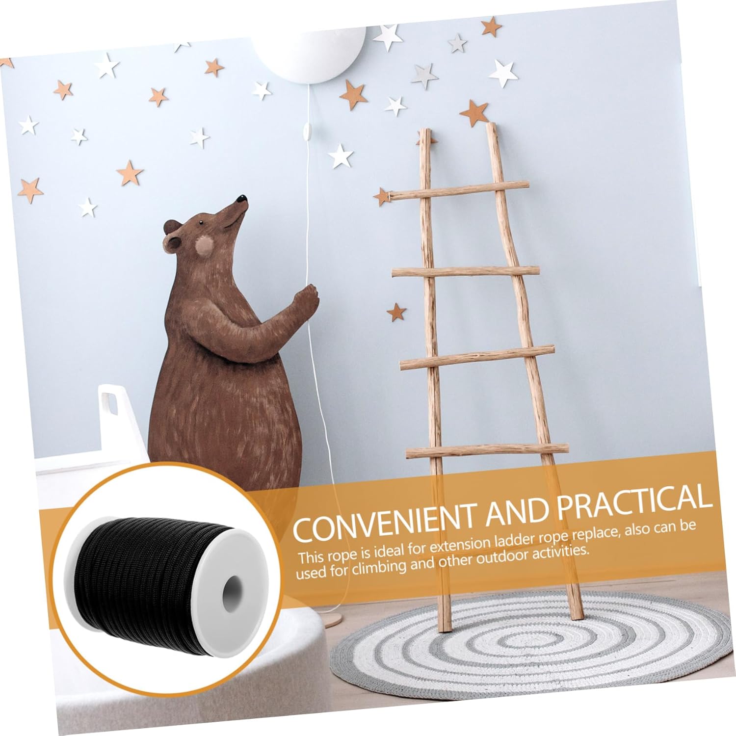 Mikikit 5rolls Ladder Strap Camping Rope Ladder Accessory Extension Ropes Replacement