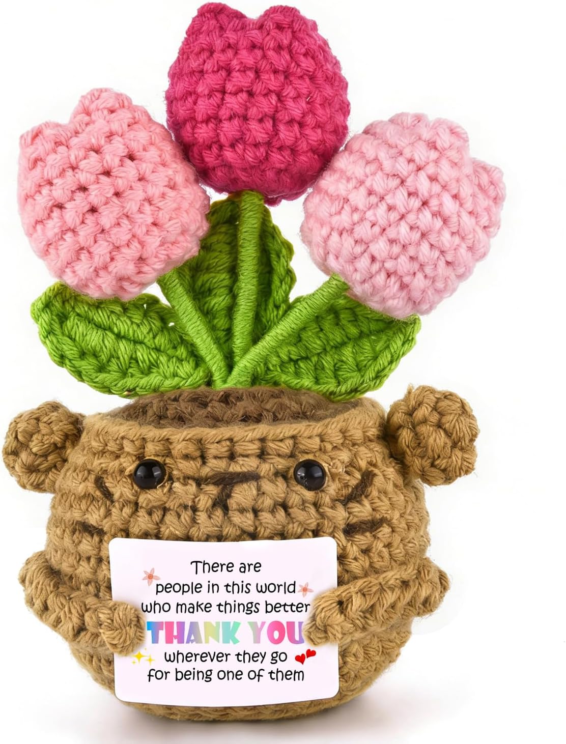 Crochet Flowers with Inspirational Card for Thank You Gifts