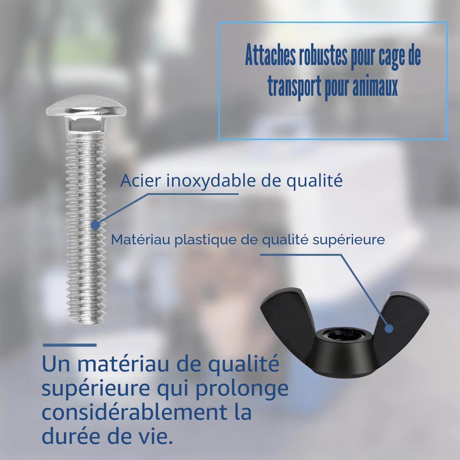 M6 Lot de 12 boulons de rechange pour cage de transport d'animaux domestiques