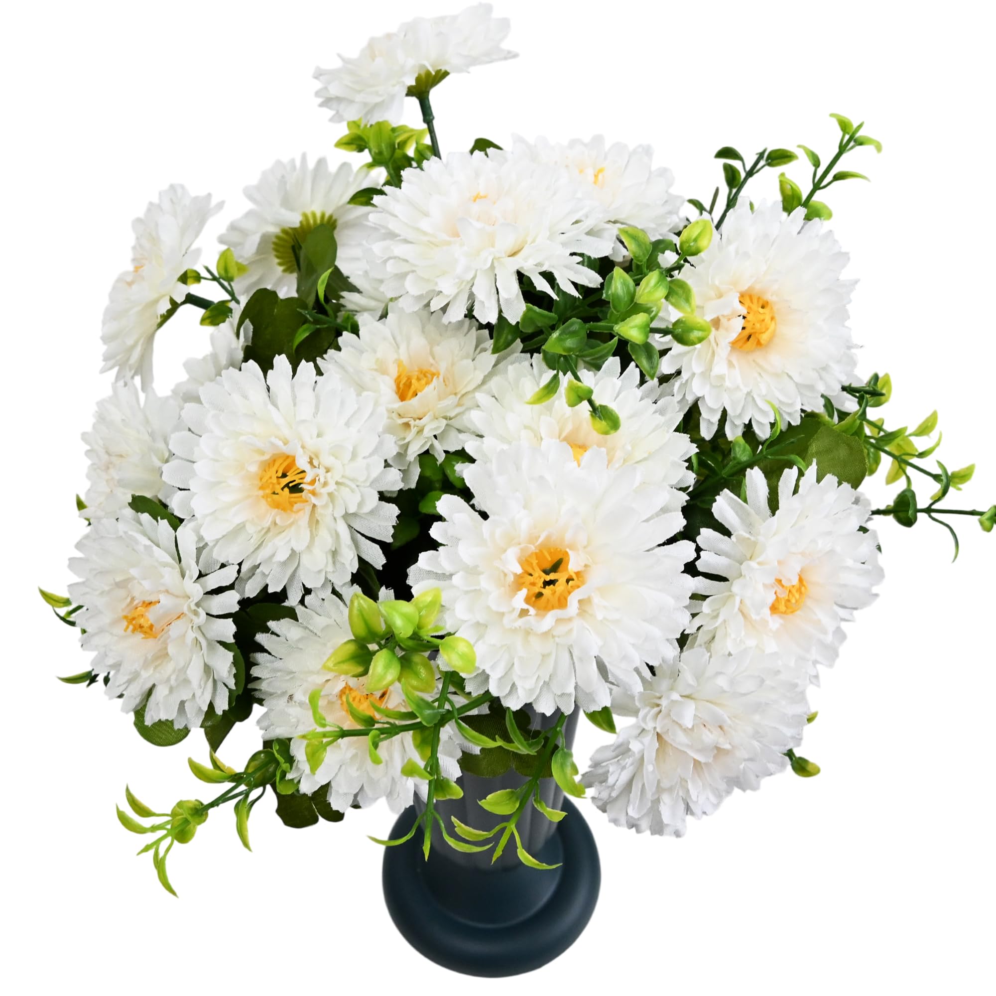 4pcs Artificial Flowers for Graves, Fake Grave Flowers Outdoor, White — image 1
