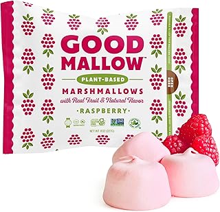GoodMallow Vegan Marshmallows - Large Kosher Gluten Free Dairy Free Healthy Marshmallows - Natural Gelatin Free for Hot Chocolate, Smores, Baking - Nothing Artificial - Raspberry