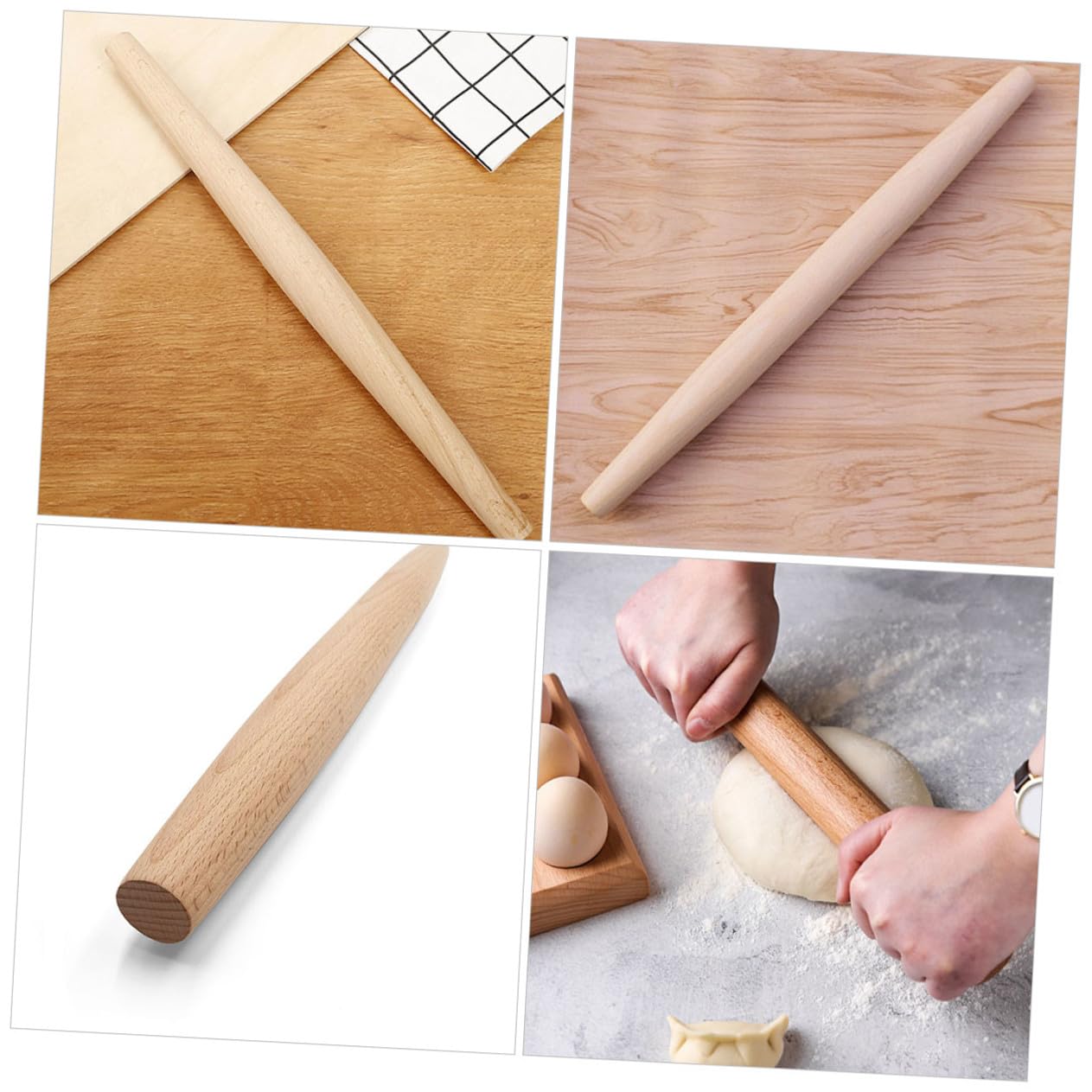 Holz Nudelholz für Kuchen und Teig, 1 Stück, Beige