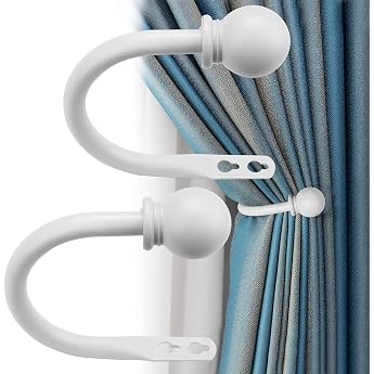 Pack of 2 Curtain Holdbacks Curtain Wall Curtains for Holder Metal Curtain Holder Curtain Holder Wall Mounting Holdbacks Curtain Hooks Wall Mounted for Curtains Curtain Tassel Curtain White