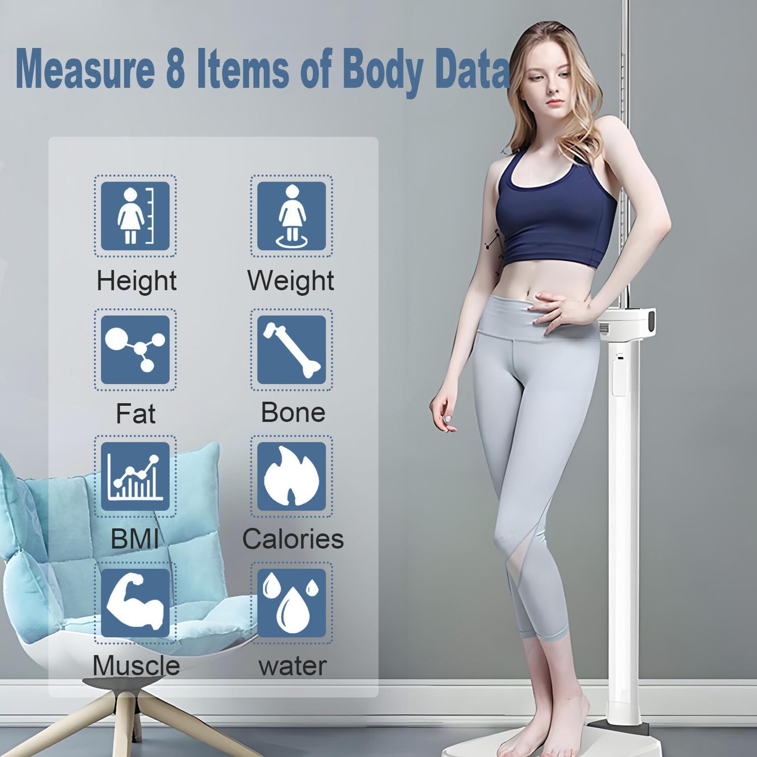 Báscula médica ultrasónica Profesional, báscula Inteligente Multifuncional para consultorios médicos, hospitales, farmacias y Salones de Belleza. Standard