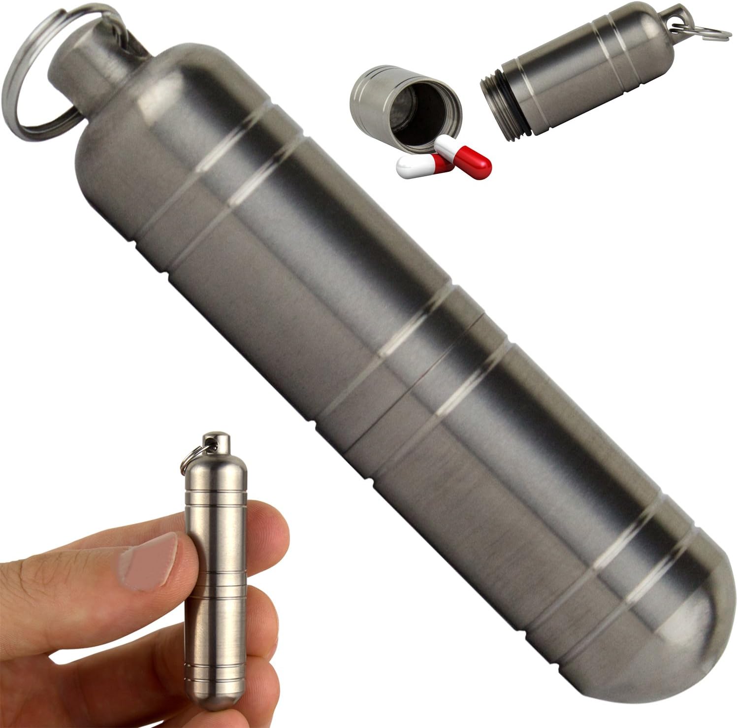 Titanium Pill Fob Holder Small Pill Case Keychain Emergency Aspirin Pill
