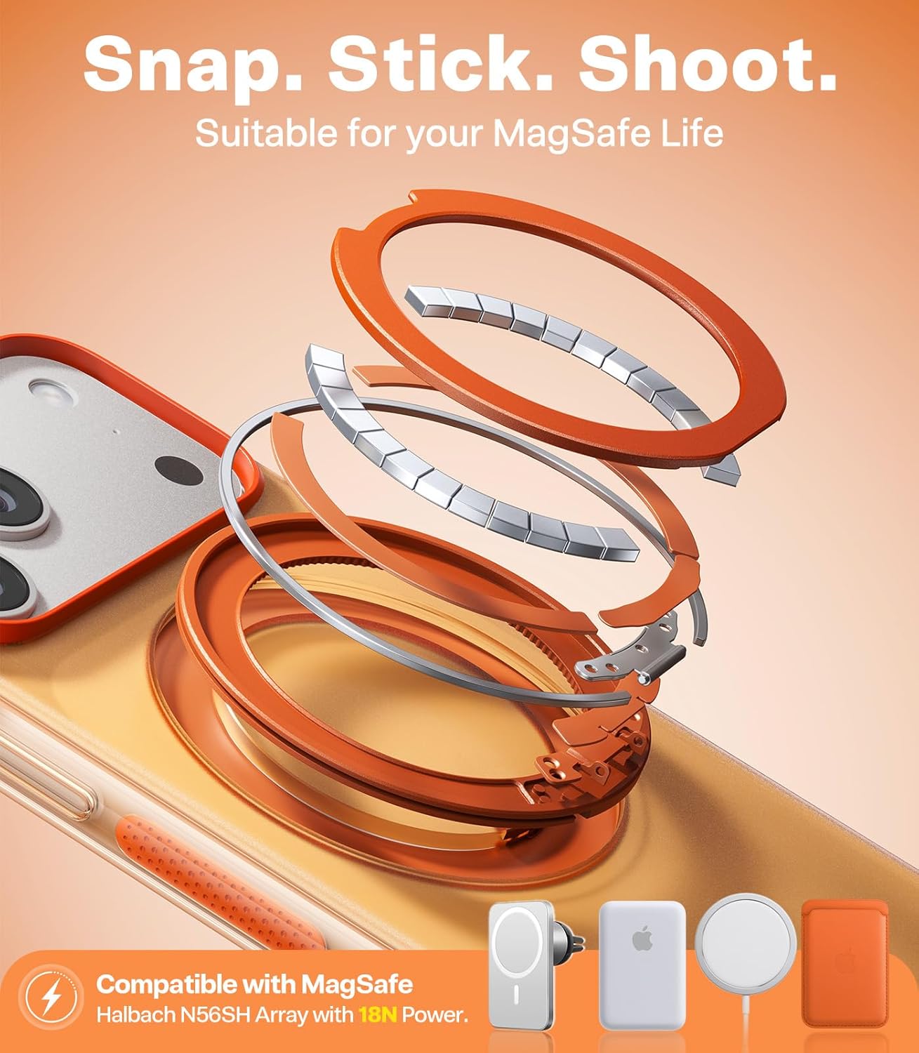 TORRAS O3 Hue for iPhone 17 Pro Max Case,4X Military-Grade Air Drop Protection with Shockproof Airbag Bumper,360 Magnetic Stand Compatible with MagSafe Phone Case,Colorblock Aesthetic,Golden Citrus