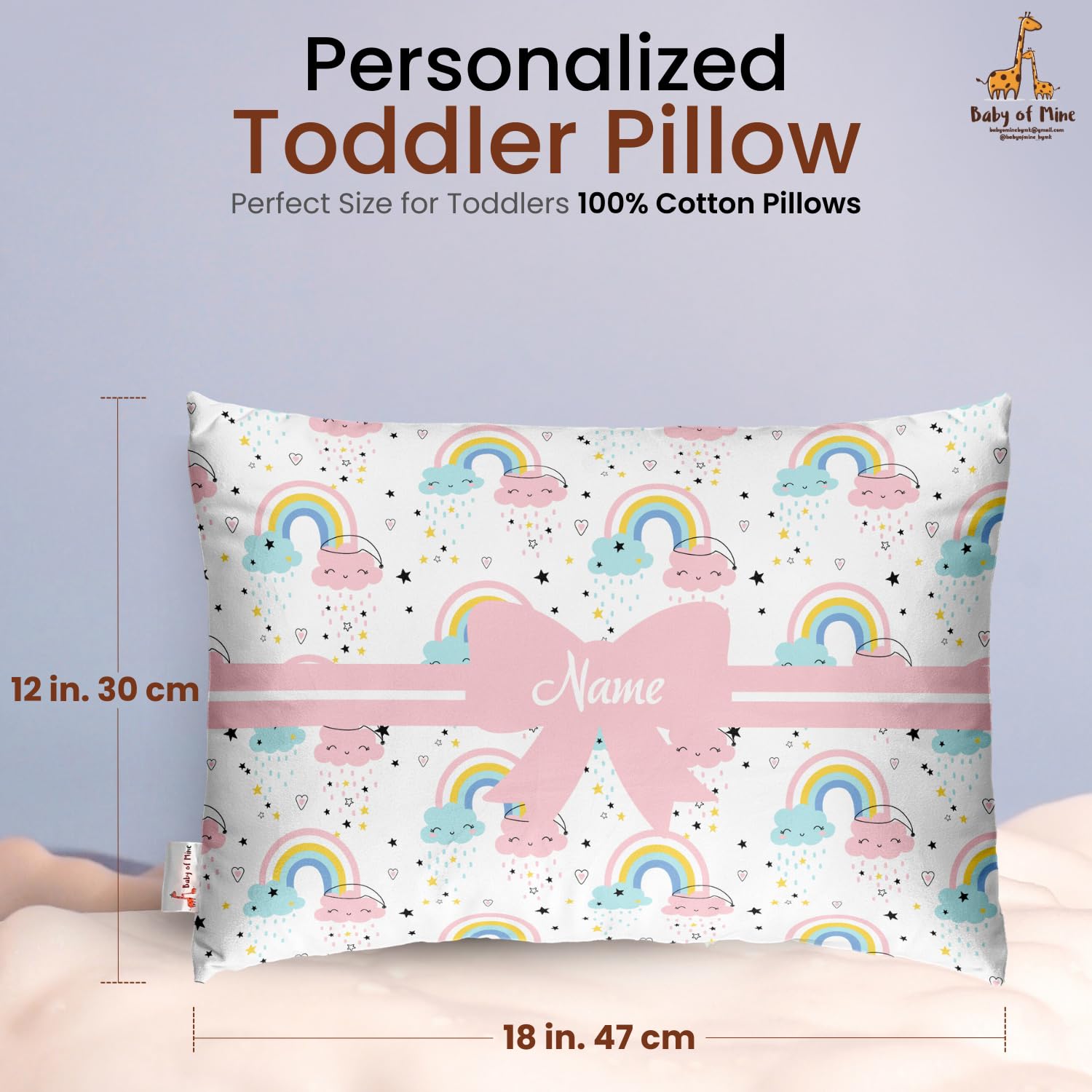 Baby of Mine Personalized Pillow for Kids – Custom Name, Super Soft Cotton Kids Cushion for 5 Years Old Kids, Adorable Prints - Image 2 thumbnail