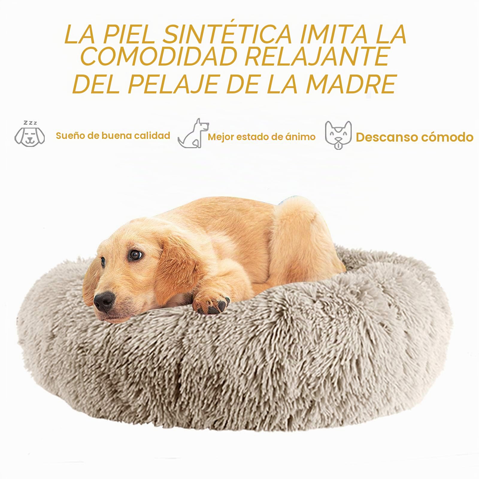 OKPOW Camas Perros Grandes Ortopedica - Colchoneta Perro Redonda Suave y Esponjosa - Cama para Gatos Anti-Ansiedad Cómoda - Manta de Felpa Lavable