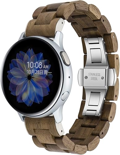Miniatura 2 de Correa de reloj de madera de 0.787 in para Samsung Galaxy Watch ActiveActive 2, 40421.732 in de acero inoxidable de madera correa de liberación