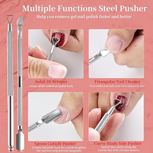 Miniatura 8 de JODSONE Removedor de uñas de gel, no necesita remojo o envoltura para una extracción rápida y fácil en casa con empujador de cutículas y lima de uñas