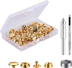 10 Sets Gold Metal Snap Fasteners Kit with Fitting Tool for Clothes, Jeans, Bags, Fashion Accessories and Crafts (Gold)