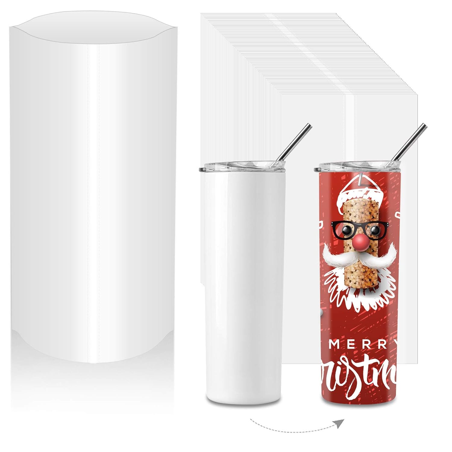 Sublimation Shrink Wrap Sleeves, 7x11 Inch 100 Pcs White Sublimation Shrink Wap for Tumblers