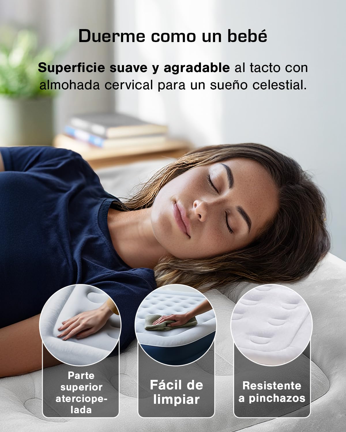 Active Era Colchón Hinchable Matrimonio - 203 x 152 x 35.5 cm - con Bomba eléctrica incorporada y Almohada integrada - Colchon Hinchable