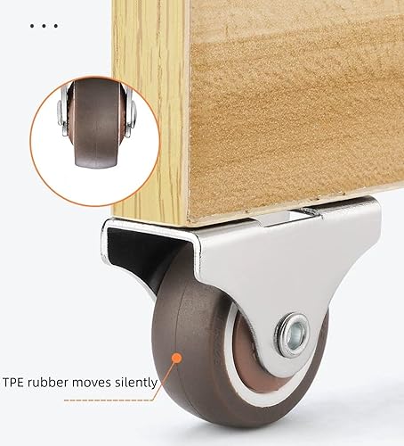 Miniatura 6 de 8 ruedas giratorias fijas de 1 pulgada + tornillos, ruedas de perfil bajo de goma TPE superior de metal, ruedas pequeñas con rodamientos de bolas