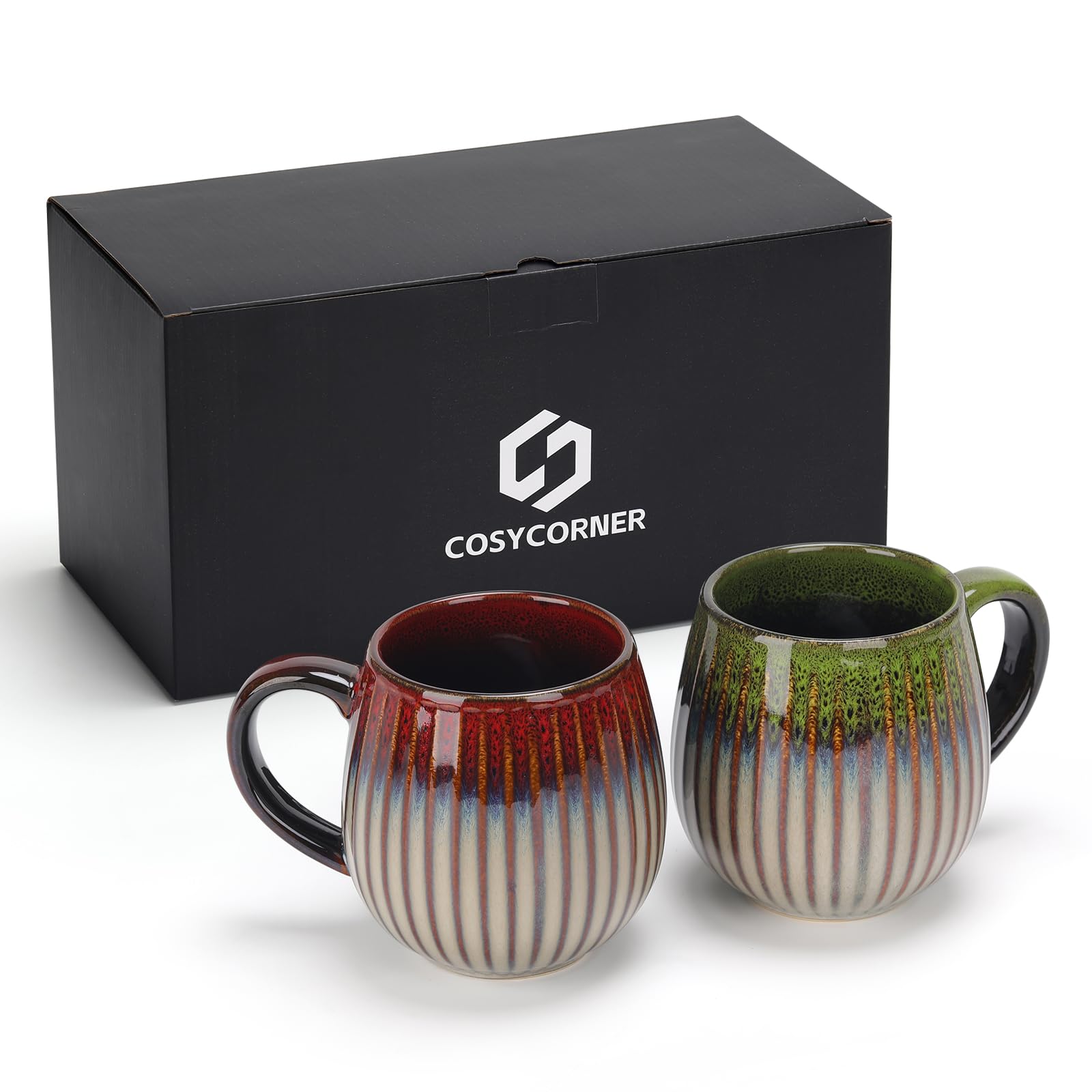 CosyCorner - Tazze da caffè in porcellana, grandi da 17 once, set di 2 tazze con confezione regalo (A&B)