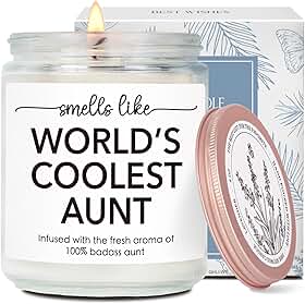Presente de vela de lavanda Cool Aunty para tia da sobrinha sobrinho, cheiro de vela de tia mais legal do mundo, presente de velas de Natal da melhor tia de todos os tempos, aniversário