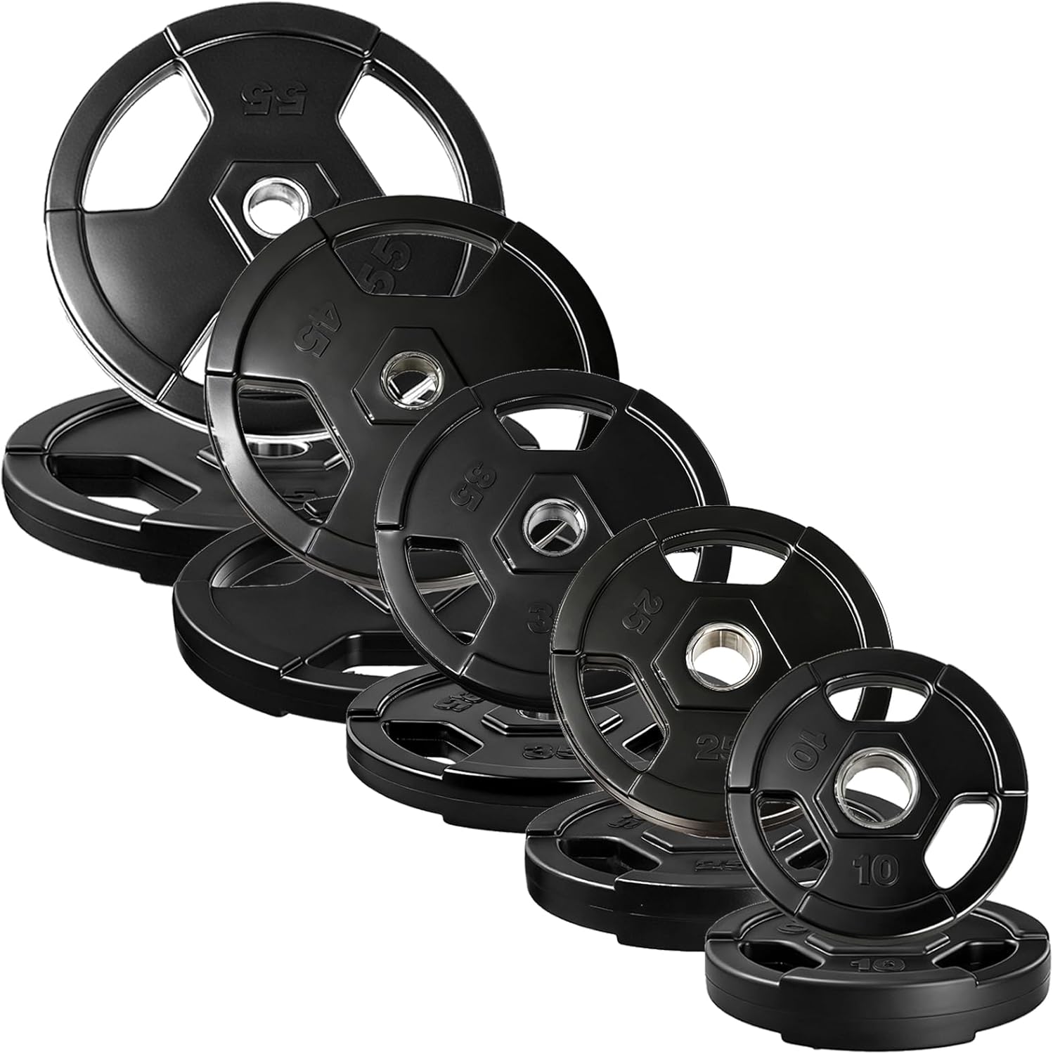 Garvee 10-55 lbs Weight Plates for Barbell, 2 inch Olympic Weights Plates, Rubber Encased Iron, Low Noise & Floor Protection Weight for Home Gym Strength Training Everyday Essentials Bumper Plate