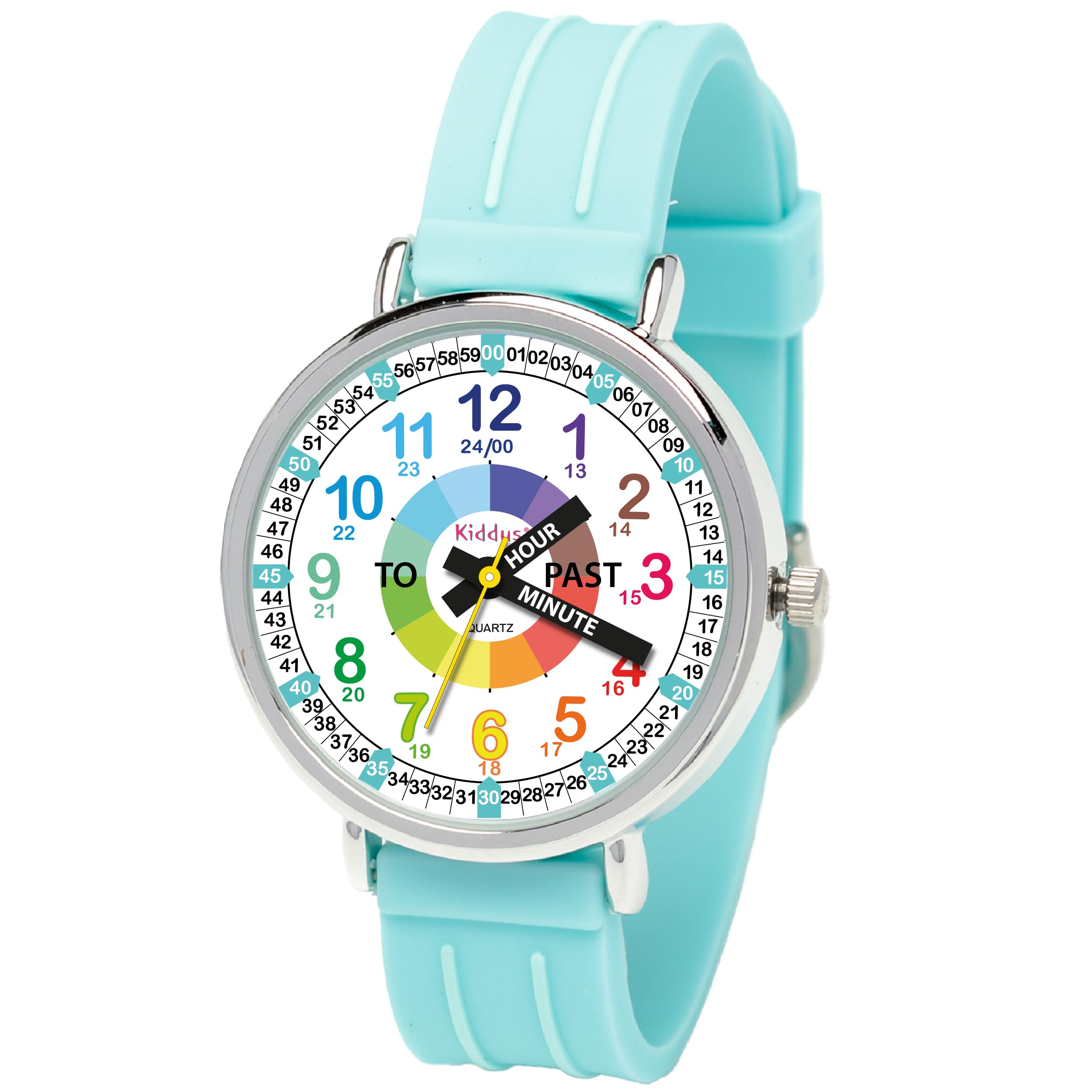 Kiddus Reloj Educativo Infantil para Niño y Niña a Partir de 5 Años, Sumergible 5ATM, Reloj Analógico para Aprender la Hora, Mecanismo Japonés