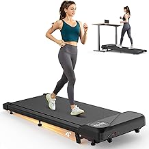 Dripex Walking Pad Treadmill for home, 2.5HP Under Desk Treadmill with Shock-absorbing Cushions, Walking Running Machine with Remote Control and LED Display, Adjustable Speeds 1-6km/h, No Assembly