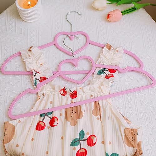 Miniatura 6 de Perchas de plástico de 50 unidades, lindas perchas ultrafinas que ahorran espacio, perchas rosas con gancho giratorio de 360 grados y tendedero de
