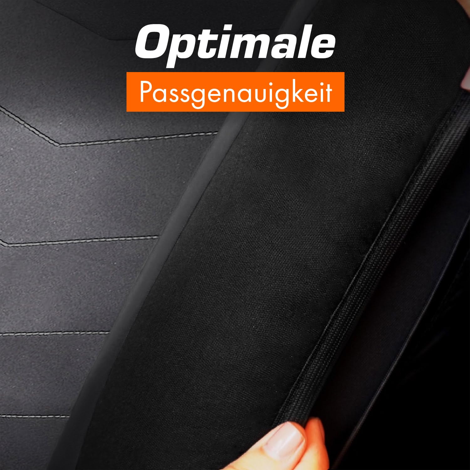 Upgrade4cars Autositzbezüge Set für die Vordersitze schwarz | Auto-Schonbezüge Universal Schwarz Auto-Sitzbezug Sommer Winter | Autozubehör Innenraum | Geschenke für Frauen und Männer