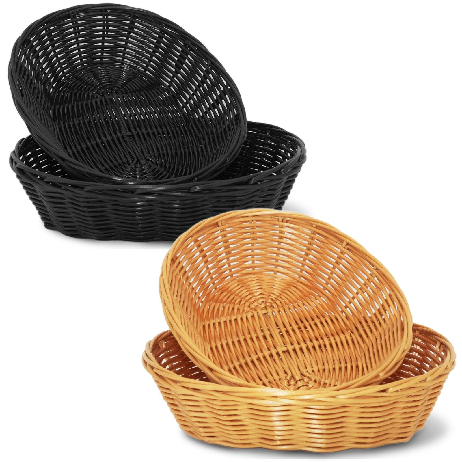 YOUNTHYE 4 cestini in vimini, 35 x 25 cm, grandi, rettangolari, impilabili, per casa, cucina, ristorante, supermercati