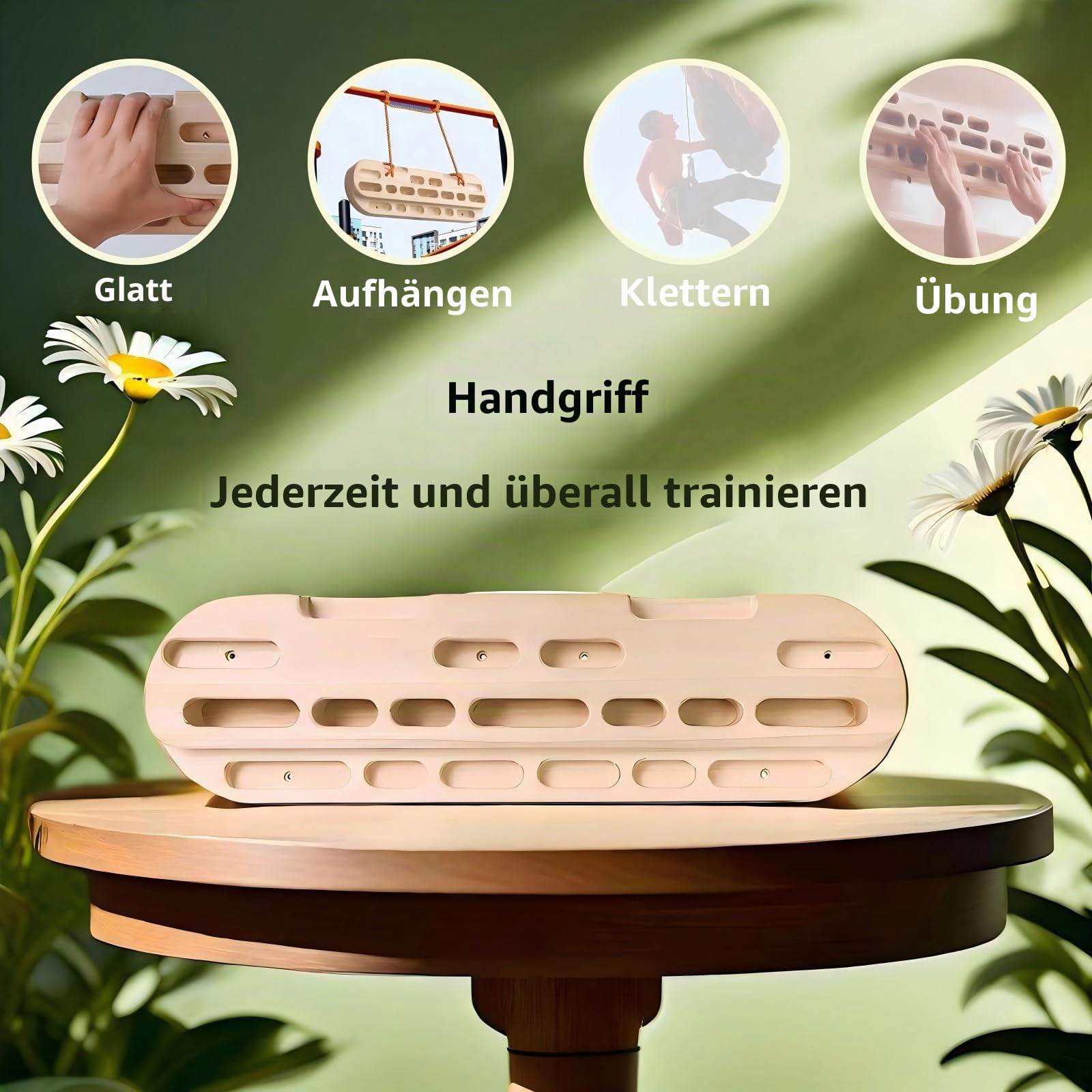 Kletterbrett aus Holz, Klettergerüst, Klettergriffbrett, Klettergerüst, Zubehör mit Schrauben, Fingerspitzenverstärker zur Verbesserung der Fingerstärke