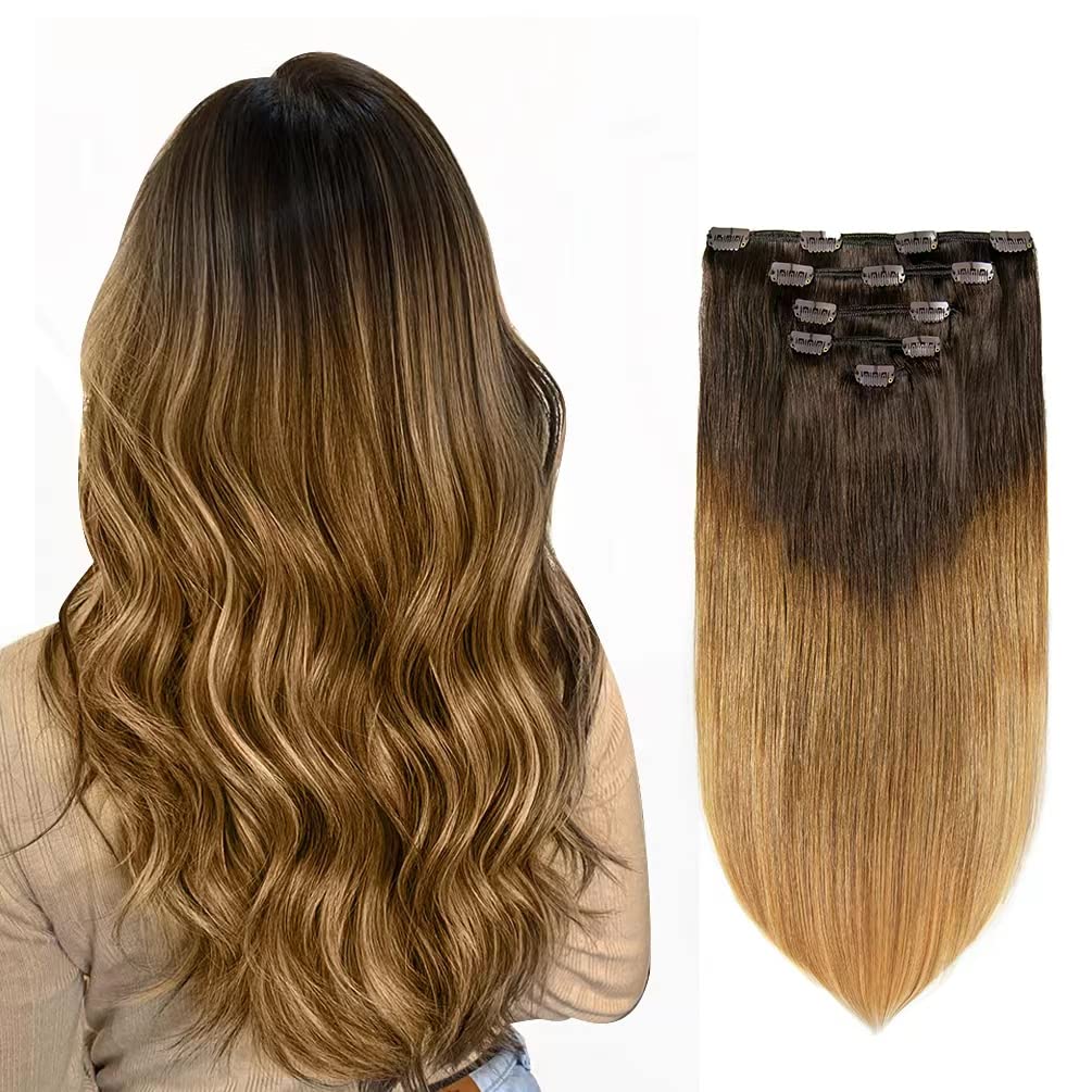 Amazon.com : 5 Pieces 14 Inch Remy Clip in Hair Extensions  display picture 2