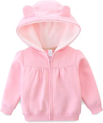 Hikido Baby Girls Boys Warm Adorable Hooded Zip Coat for Fall Spring Outerwear 3-24M Kids Jacket