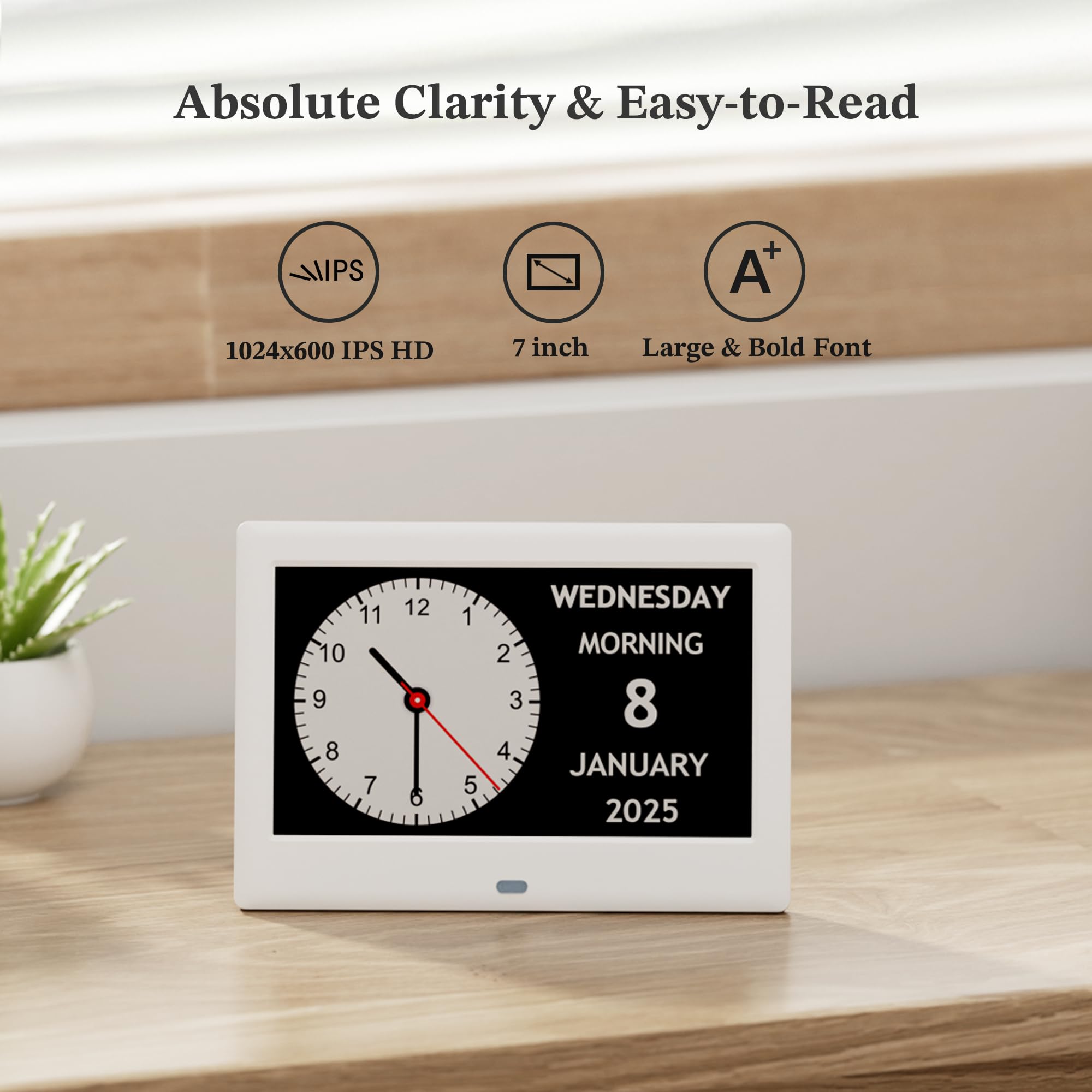 2025 NUOVO, Orologi digitali, 7 '' orologio demenza con data e ora per anziani, oscuramento automatico, 12 promemoria e 6 allarmi, pulsante e telecomando, auto DST, calendario digitale per anziani